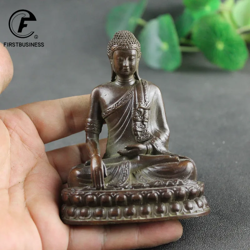 Antique Copper Shakyamuni Buddha Statue Brass Handmade Buddhism Sculpture Hindu Feng Shui Figurines Meditation Home Decorations