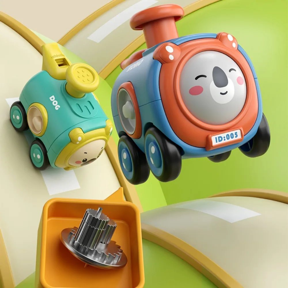 

Cartoon Car Press To Change Face Whistle Train Press and Run Crash Resistant Colorful Inertia Toy Car