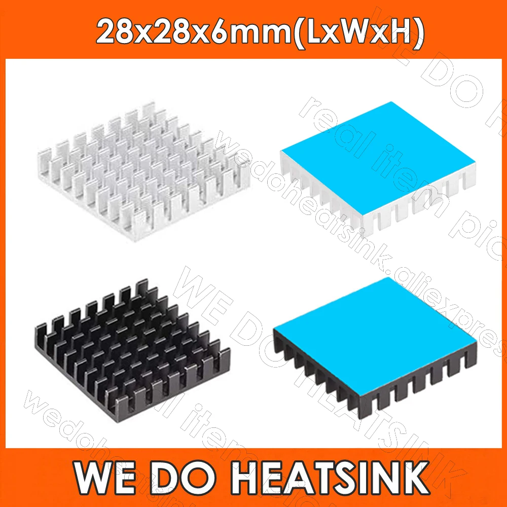 

Оптовая продажа, радиатор 28x28x6 мм, серебристый цвет, радиатор для процессора IC AMD с термопроводящей клейкой лентой