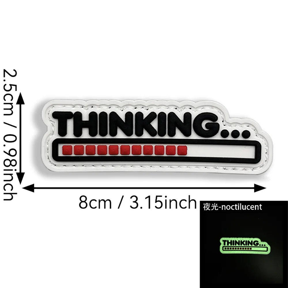 THINKING 프로그레스 바 모랄 챕터 PVC 패치 의류용 전술 군사 맞춤형 암밴드 후크 앤 루프 백팩 스티커
