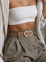 1pc nouvelle ceinture pour femmes mode tendance alliage aiguille boucle forme simple en cuir PU ceinture décorative étudiants quotidien tenue décontracté 3