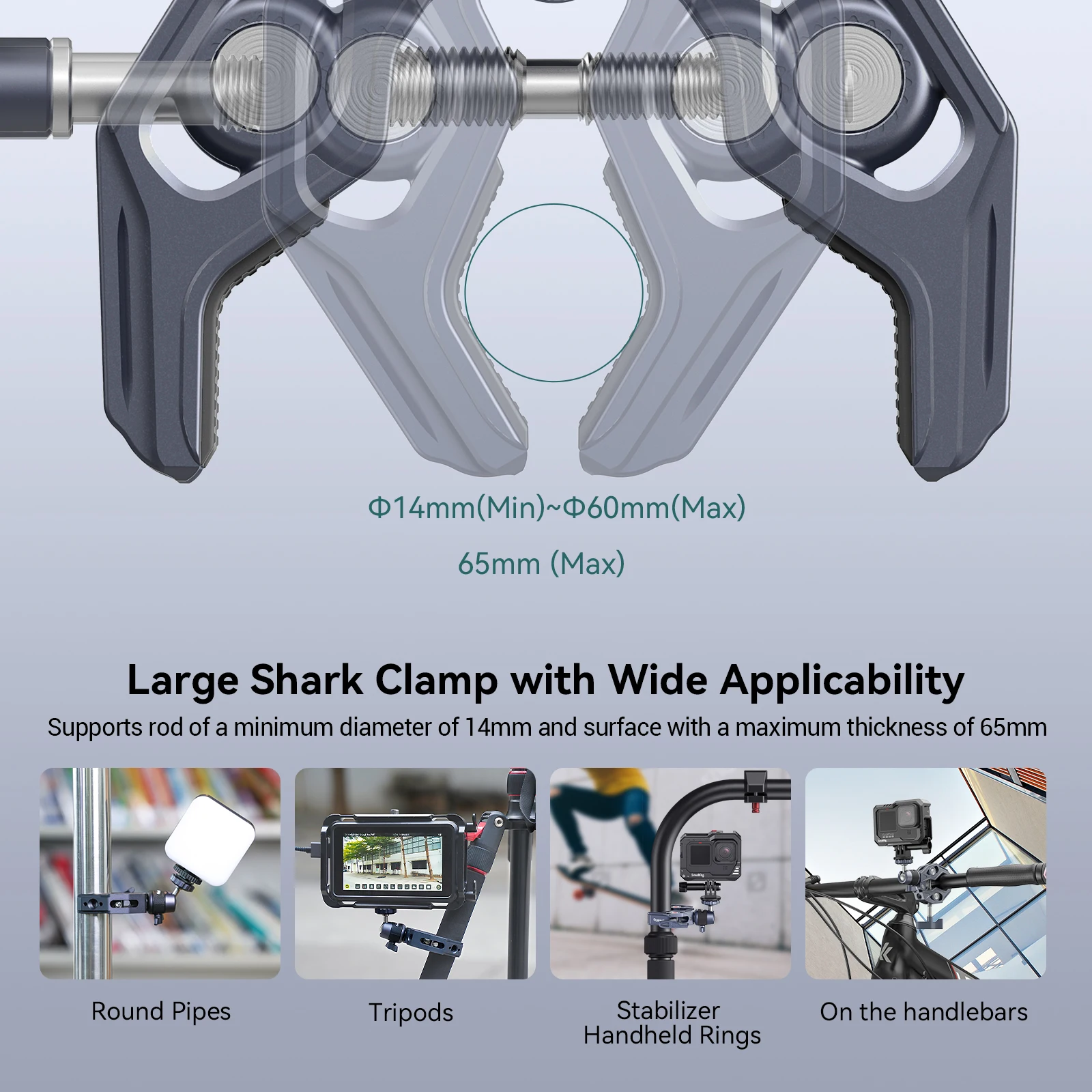 SmallRig 슈퍼 클램프 카메라 마운트 클램프(360 포함) °   Gopro 카메라 모니터 LED 조명용 볼헤드 퀵 릴리스 어댑터 -4102
