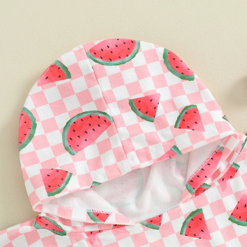 KMBANGI Kids Toddler Baby Girl Watermelon Beach Cover Ups for Swimsuit Rash Guards Hooded Bath Poncho Robe Towel Cloak