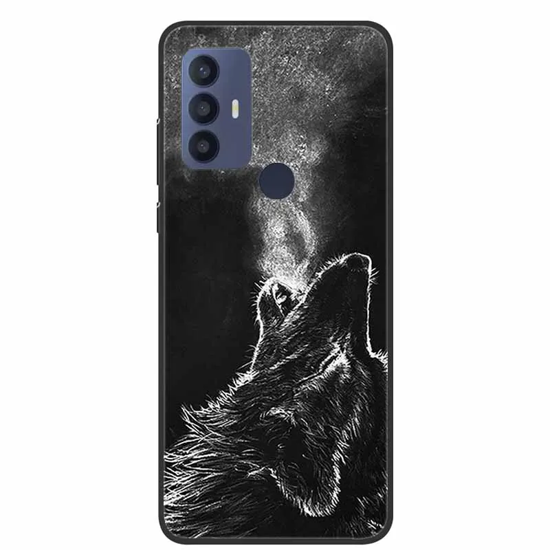 Black Silicon Animal Design Soft TPU Phone Case - Cool Wolf Edition, Flexible Protection Shell