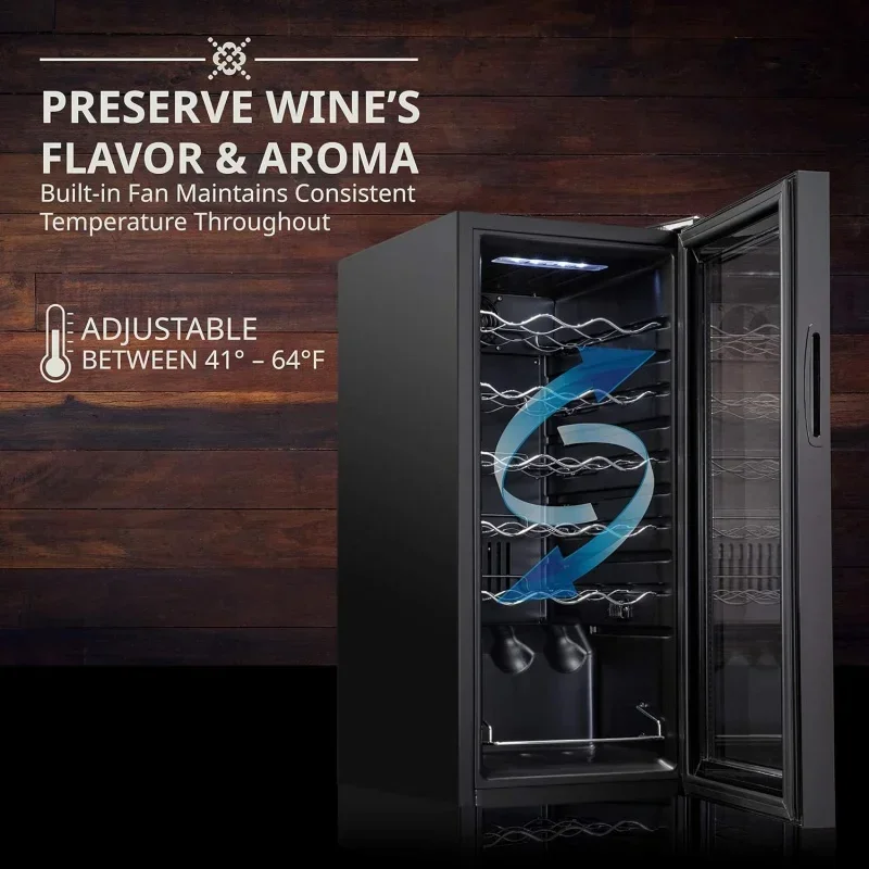 QWIvation Compressor Wine Cooler Refrigerator,Freestanding Wine Cellar,41f-64f Digital Temperature Control Fridge Glass Door