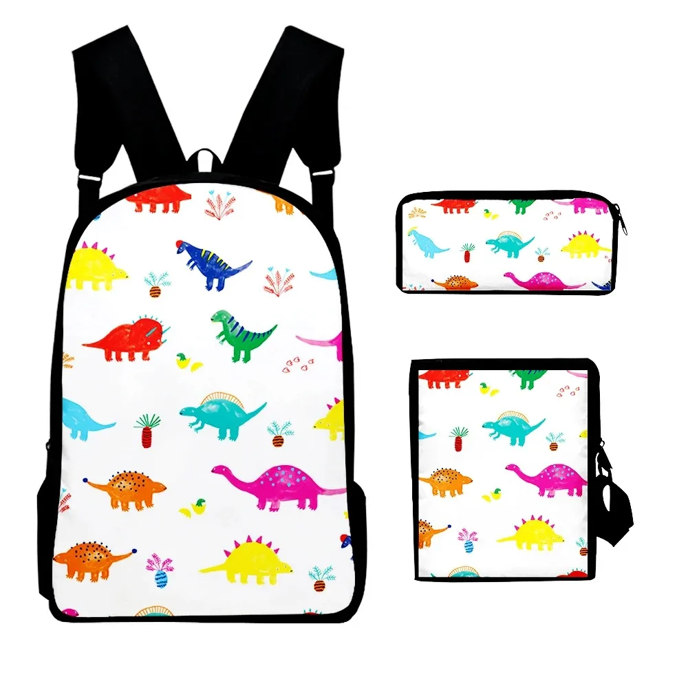 3D Dinosaur Printing Backpack, Student School Bags, Laptop Backpack, Tilt Shoulder Bag, Pencil Case, Popular Harajuku, 3Pcs per