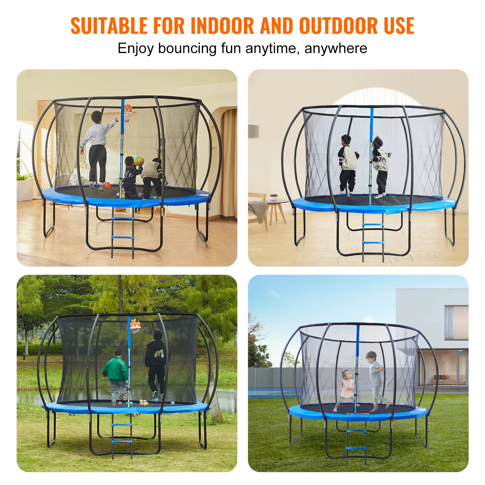 VEVOR Trampoline Heavy Trampoline with Jumping Mat and Spring Cover Padding Outdoor Recreational Trampolines for Kids Adults 6