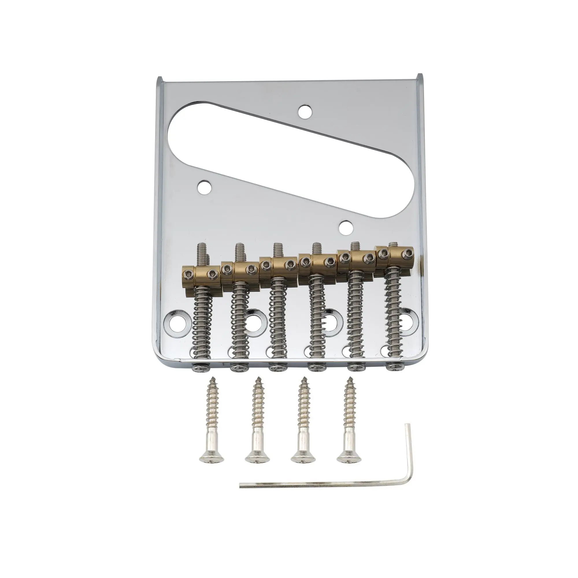 Musiclily Pro 54Mm Vintage Tele Bridge Con Canna In Ottone 6-Sella Per Chitarra Elettrica Squier E Import Stile Telecaster, Cromo