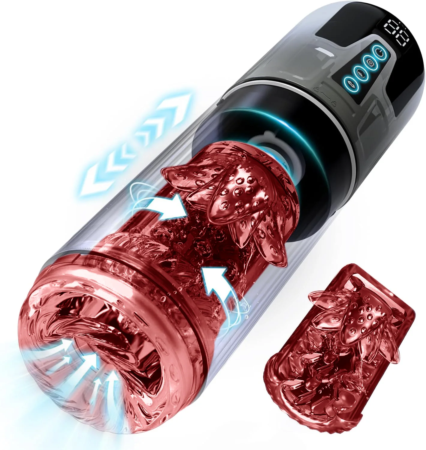 Automatic Male Masturbator Rotation Upgrade Telescopic Sucking Licking LCD Vacuum Penis Pump Blowjob Adult Sex Toys for Men