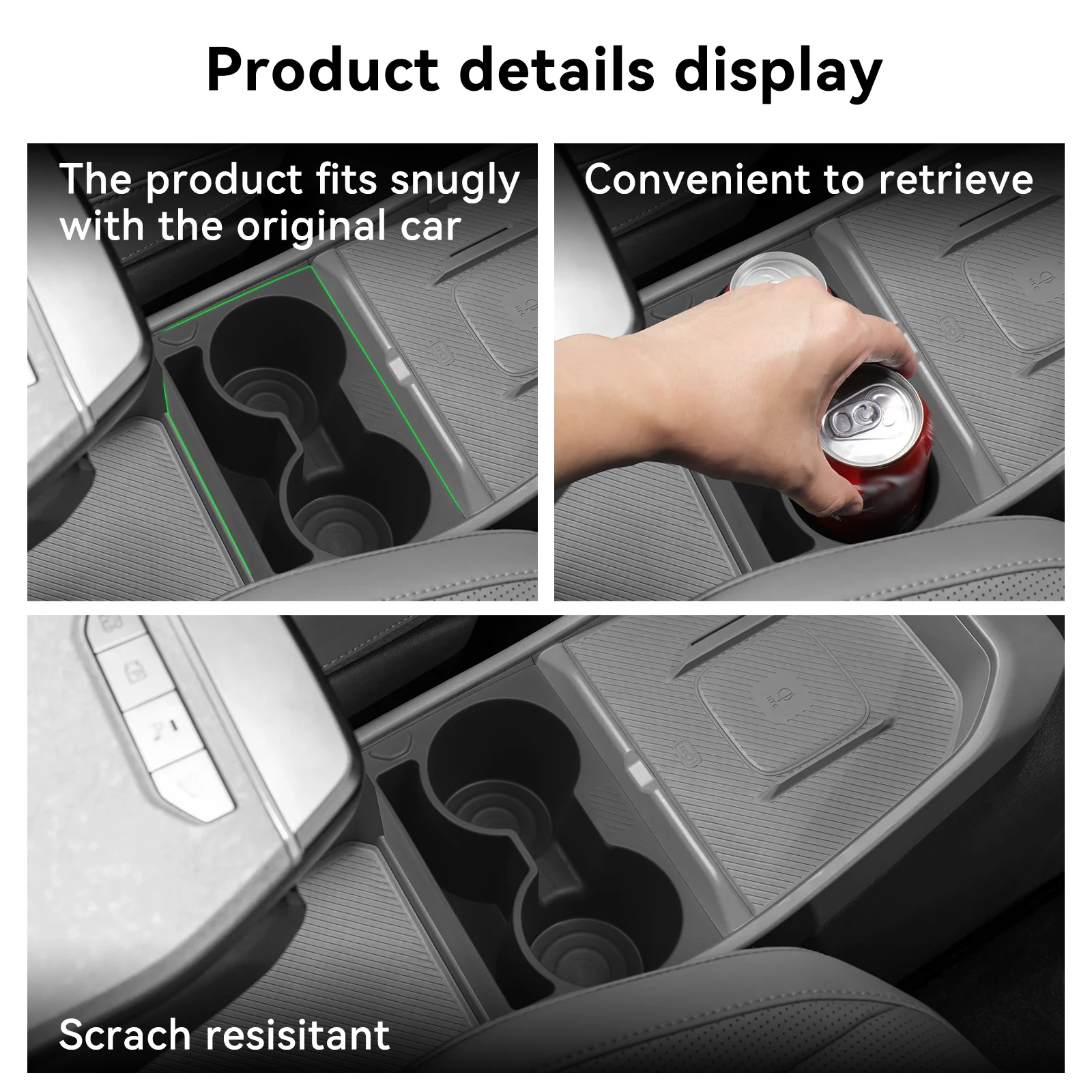 기아 EV3 EV4 2024-2026 센터 콘솔 워터 컵 홀더 충격 흡수 수납함 TPE 자동차 인테리어 액세서리 블랙