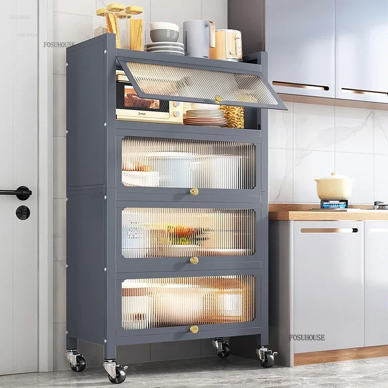 Luxury Metal Sideboards Kitchen Cabinets With Door Multi-functional Rice Cooker Locker Against The Wall Sideboard StorageN