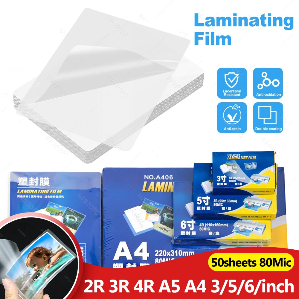 Durable Laminating Film for Hot Laminators - 50 Sheets, 80 Micron