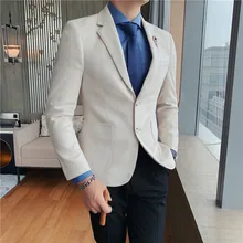 

High-end Gorgeous Spring Pure Color European and American Simple Wind Suede Small Suit for British Leisure Business Men's Coat