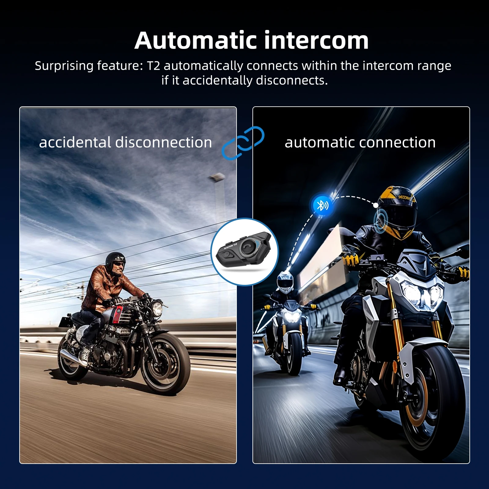 Wayxin T2 Motorcycle Helmet Bluetooth Headset Intercom 4 Riders_voghion.com
