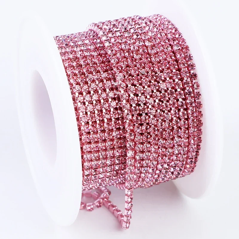Vibrant Rhinestone Cup Chain with Colorful Base - Luxurious Sewing and Apparel Accessory