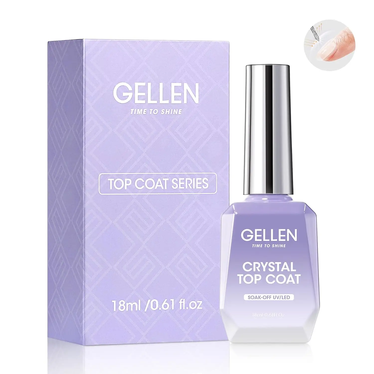 GELLEN Nail Gel Top Coat 18ML Large Bottle Ultra Gloss Superior Shiny Nails Polish Finish Long Lasting Glossy Manicure Art DIY