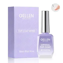 GELLEN Ultra Gloss Nail Top Coat - 18ML Large Bottle for Superior Shine and Long - Lasting Glossy Finish (Crystal top coat)