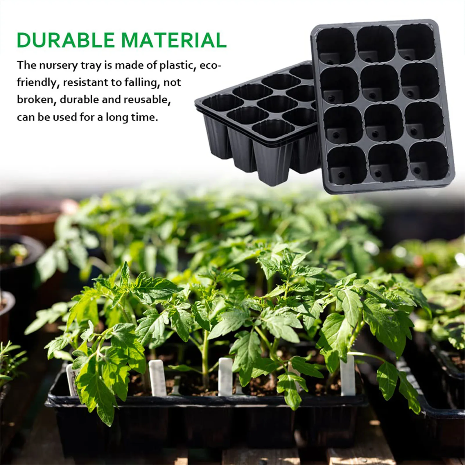 Seedling Box Plant Rooting Box 12 Holes Vegetable Seedling Pots Black Seedling Tray Garden Pot Seed Germination Plant Flower Pot Grow Box Planting 10/20Pcs