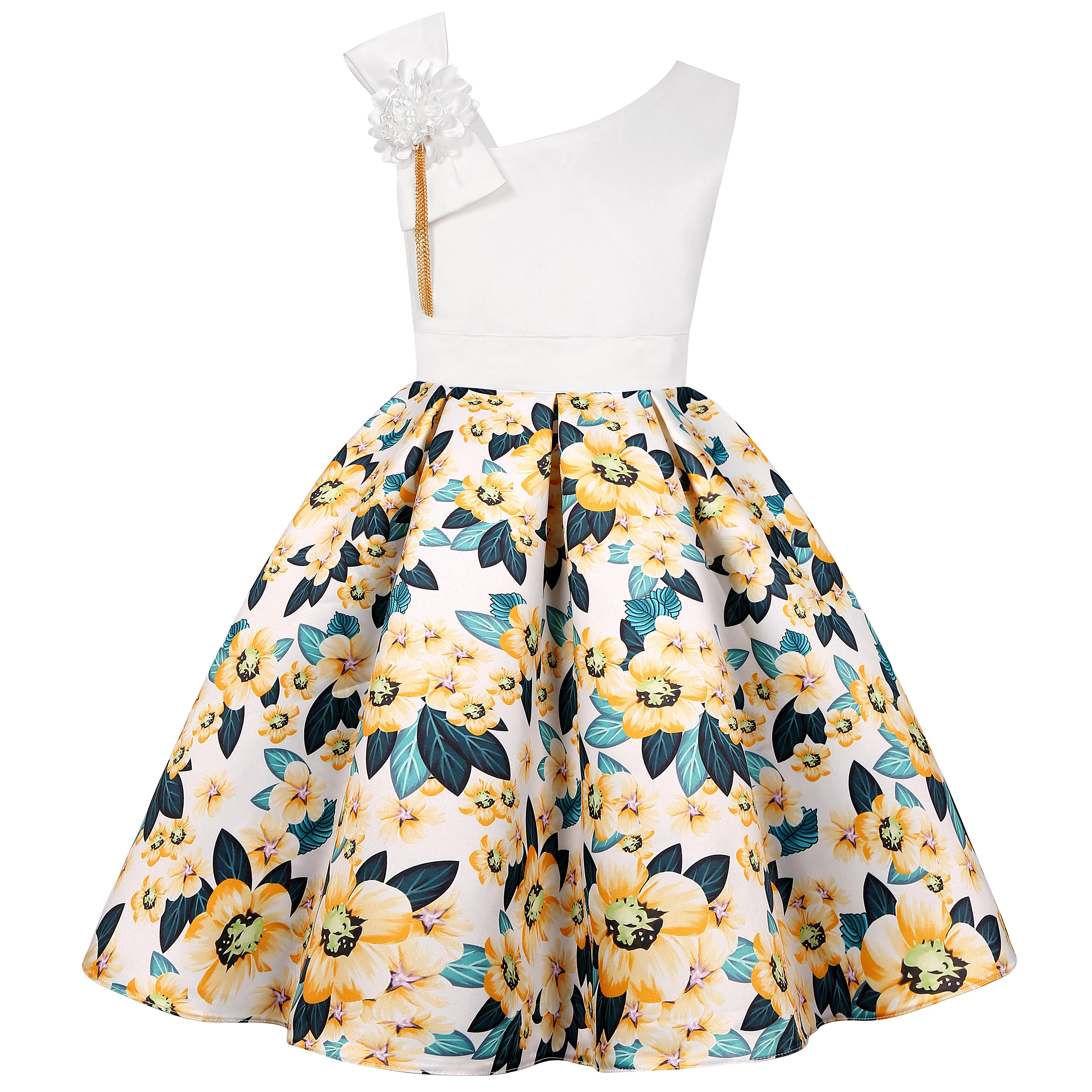 

BunnyLuLuChildren's bubble sleeve princess regal dress girls gauze flower flower dress flower dress fluffy wedding dress