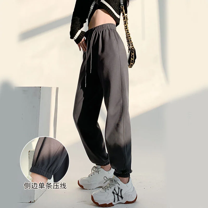 Women Spring Autumn Knitted Pants Fashion High Waist Straight Long Loose Sports Sweatpants Grils Female Ankle-Length Trousers