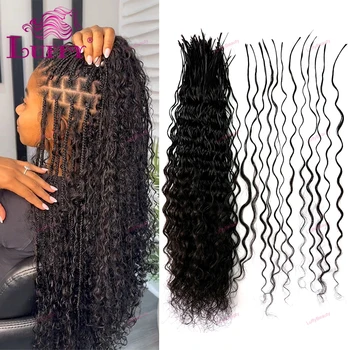 Loose Deep Wave Bulk Human Hair Curly Hair Pre-Divided For Braiding Double Drawn Pre-Stretched Hair Extensions For Boho Braids 1