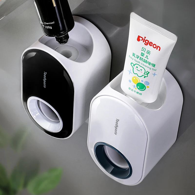 Bathroom accessories set Toothpaste dispenser squeezer Automatic Toothpaste Dispenser Wall Mount Dust-proof Storage Holder