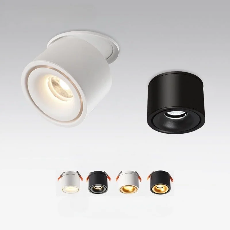 

Embedded Dimmable Downlight Adjustable Rotatable LED Spots Light Foldable Black White Gold Spotlight Background Indoor Lighting