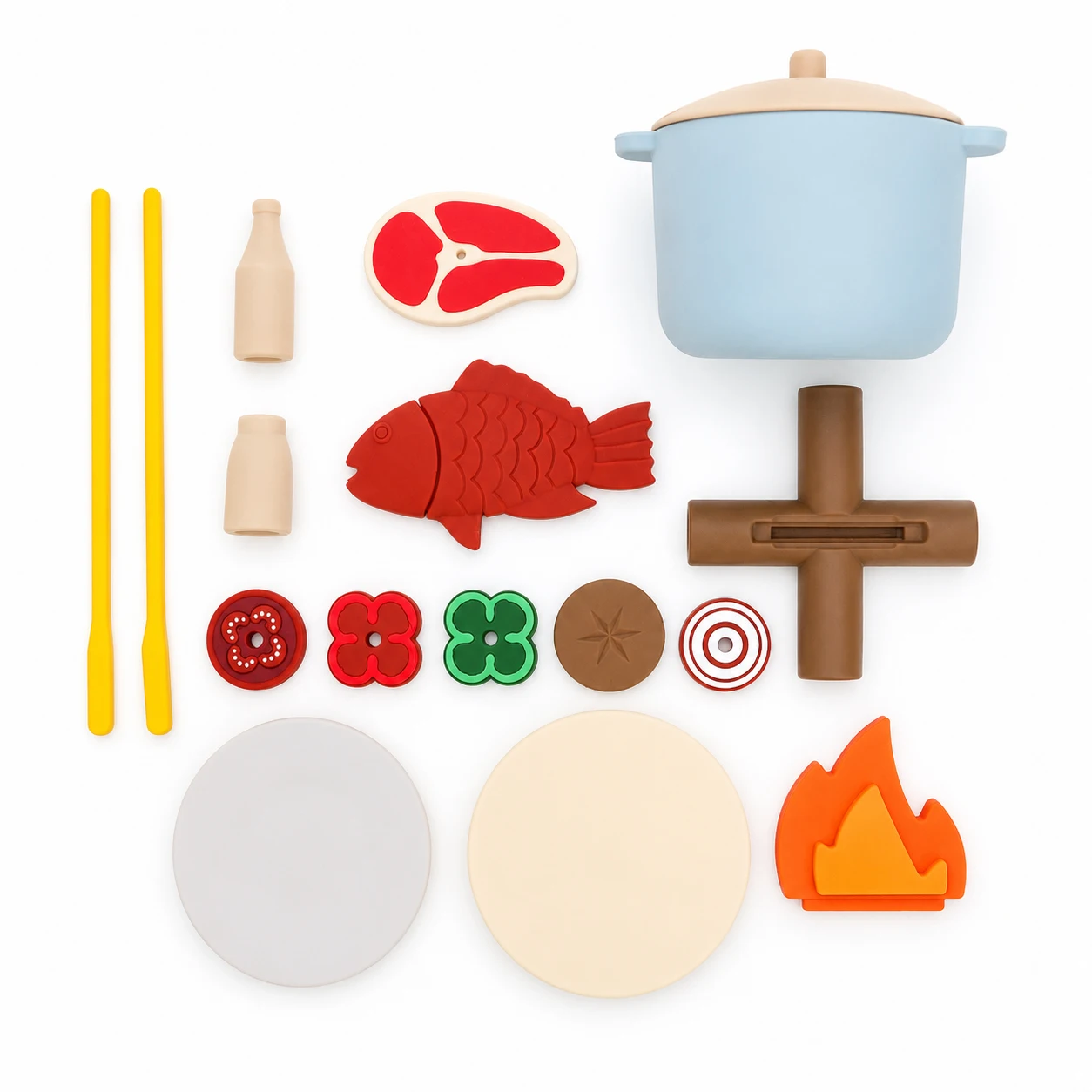 Silikon-Spielset für Kinder, Lagerfeuer-Kochset mit Kebabspießen, Montessori-Spielküchen-Geschenk für Kleinkinder_voghion.com