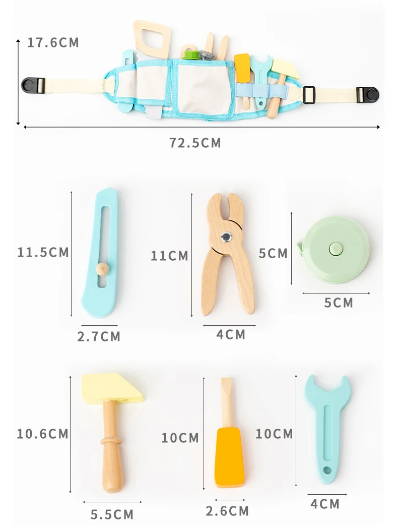 Wooden Nut Disassembly and Assembly Kit, Children's and Boys' Simulation Play Home Engineer Tool Bag Set