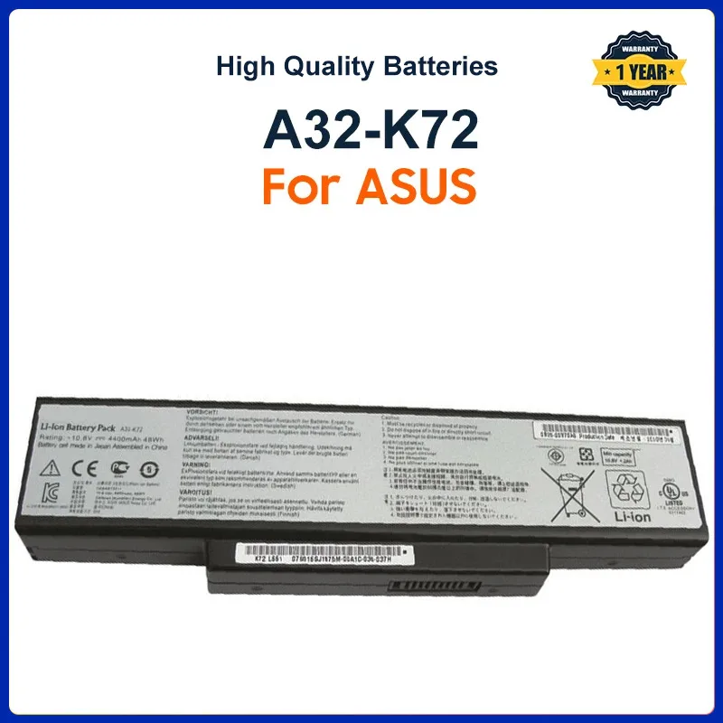 

A32-K72 Аккумулятор для ноутбука ASUS K72Y K73 K73B K73BR K73BY K73E K73J K73JK K73S K73SD K73SJ K73SM K73SV K73T