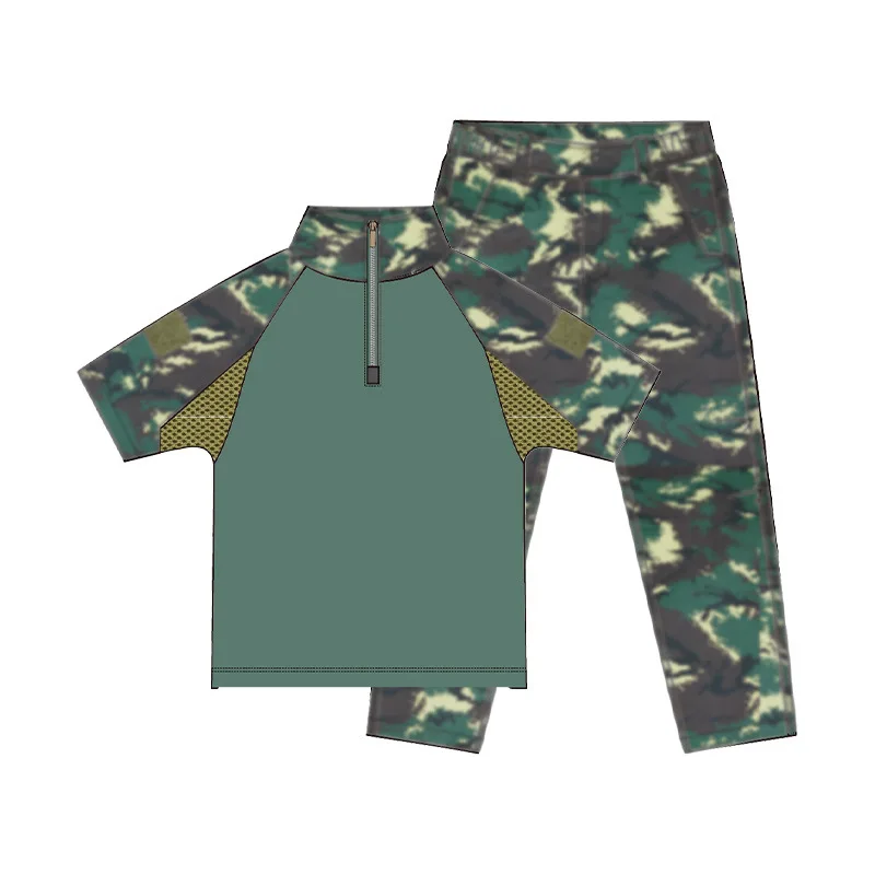 Kids Military Tactical Suits Camo Multicam Suit Tactic Combat Uniform Sweatshirts Boy Training Hunting Short Sleeve Sets