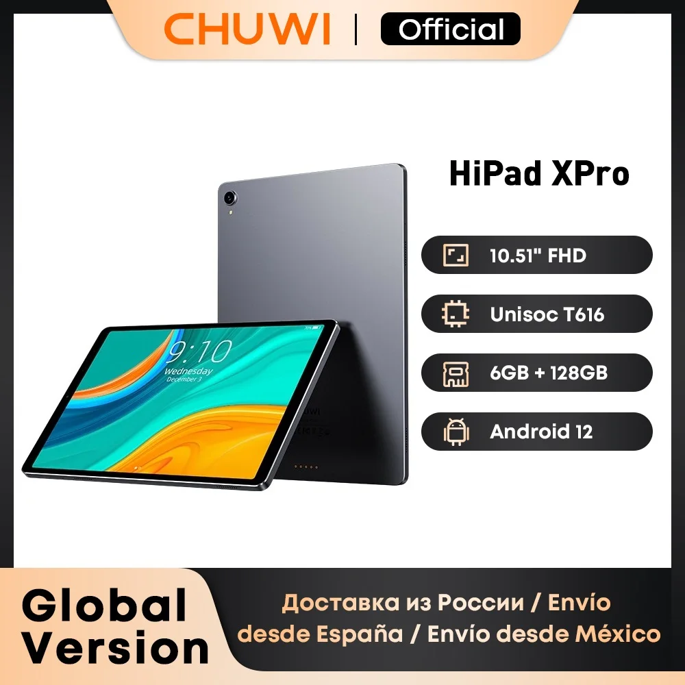 CHUWI HiPad XPro 10.51 Inch 1920*1200 FHD Screen Android12 Tablet Unisoc  T616 Octa Core Mali G57 GPU 6GB RAM 128GB ROM Tablet PC