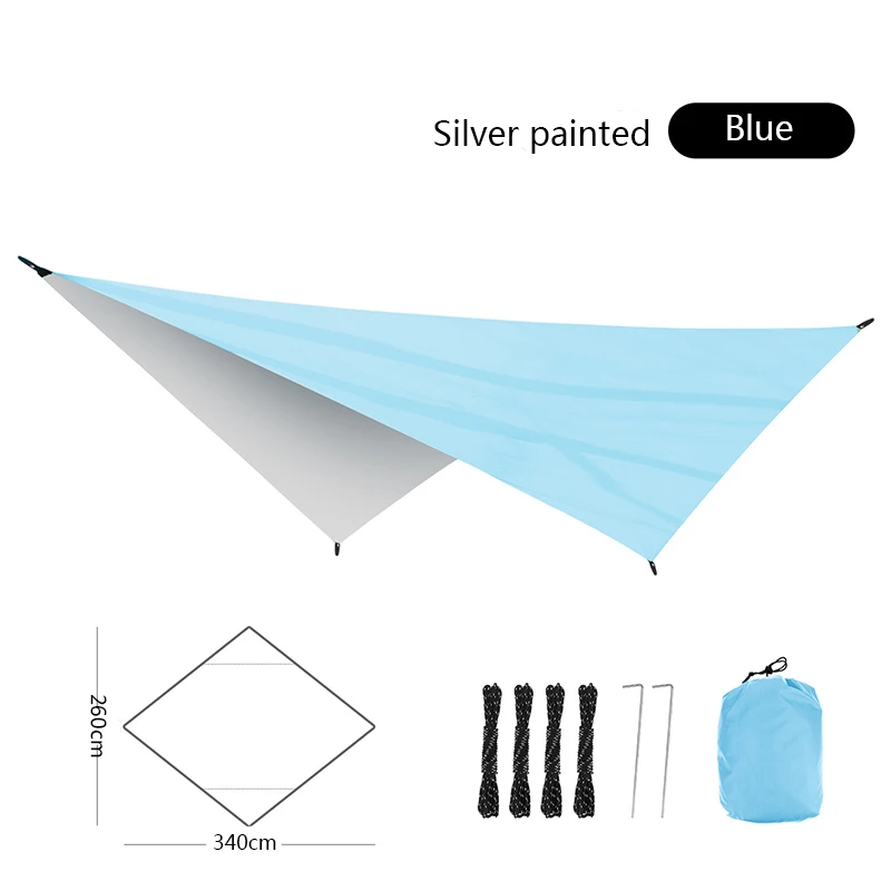 Description Picture 6 of itemRhombus Waterproof Tarp Tent Shade Outdoor Camping Hammock Garden Silver Coated Awning Canopy Sunshade Ultralight 340*260cm