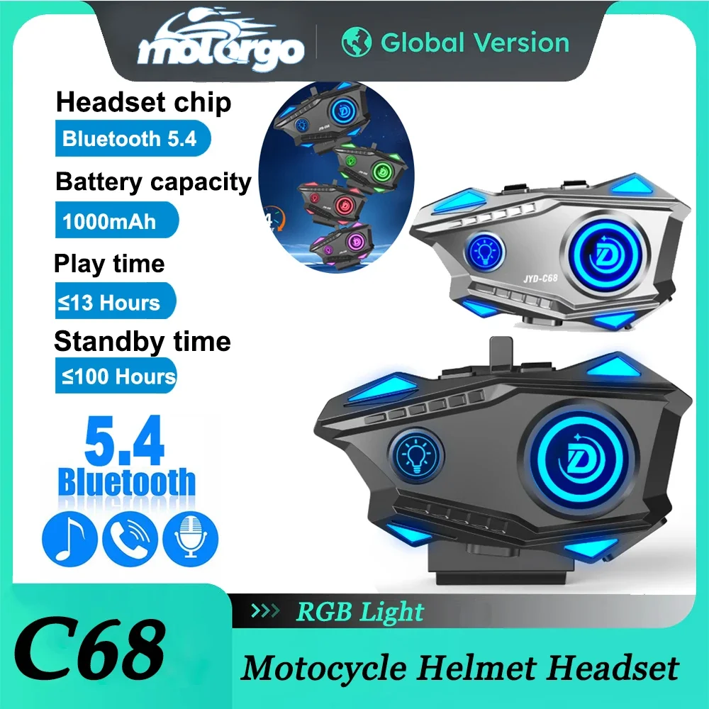 JYD-C68 Motorcycle Helmet Headset Bluetooth 5.4 Waterproof