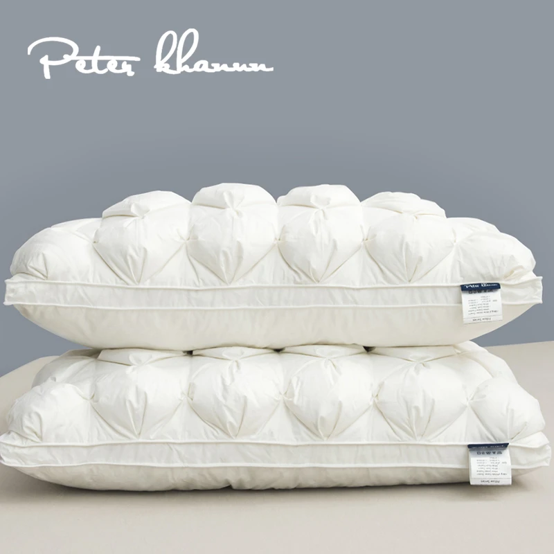 Peter Khanun Luxury Goose Down Feather Pillows Pinch Pleat Design Neck