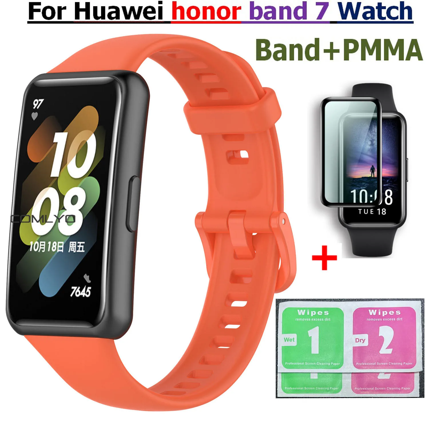 HD PMMA Screen Protectors Film For Huawei honor band 7 Watch Band Strap  Silicone Watchband for honor band7 Bracelet Wrist bands|band wrist bands|strap  forstrap for garmin - AliExpress