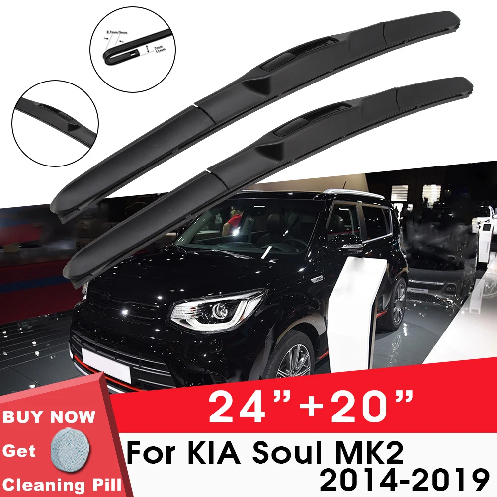 

Car Wiper BladeFront Window Windshield Rubber Refill Wiper For KIA Soul MK2 2014-2019 24"+20" Car Accessories