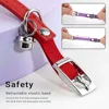 Soft PU Leather Cat Collar With Bell Safety Anti suffocating Collars For Cats Kitten Pet Puppy Necklace Adjustable XS S Red 2