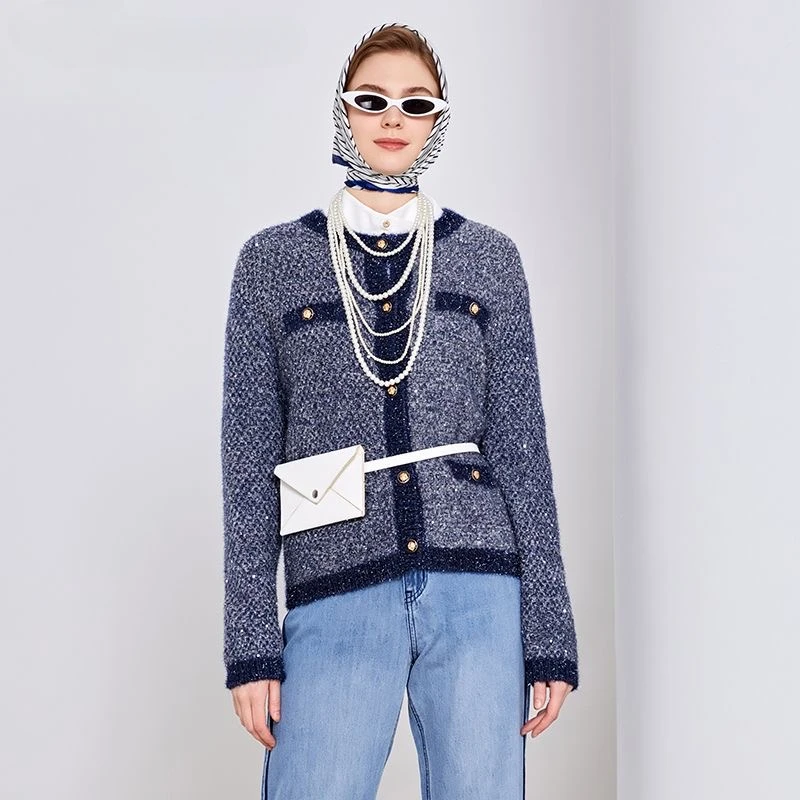 Women Sweater Spring and Autumn Fragrant Knitted Cardigan Stacked with Ethnic Style Small Unique Sweet Spicy Meat Covering Commuting