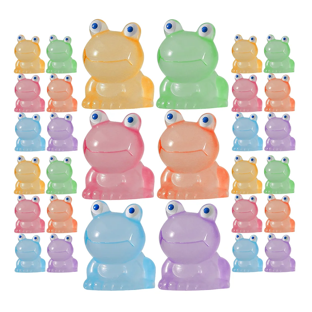 30 Pcs Micro Landscape Frog Miniature Animals Tiny Figurines Sculpture Luminous Light Home Decor Resin The Dark Garden tooarts angel statue pray angel resin art sculpture