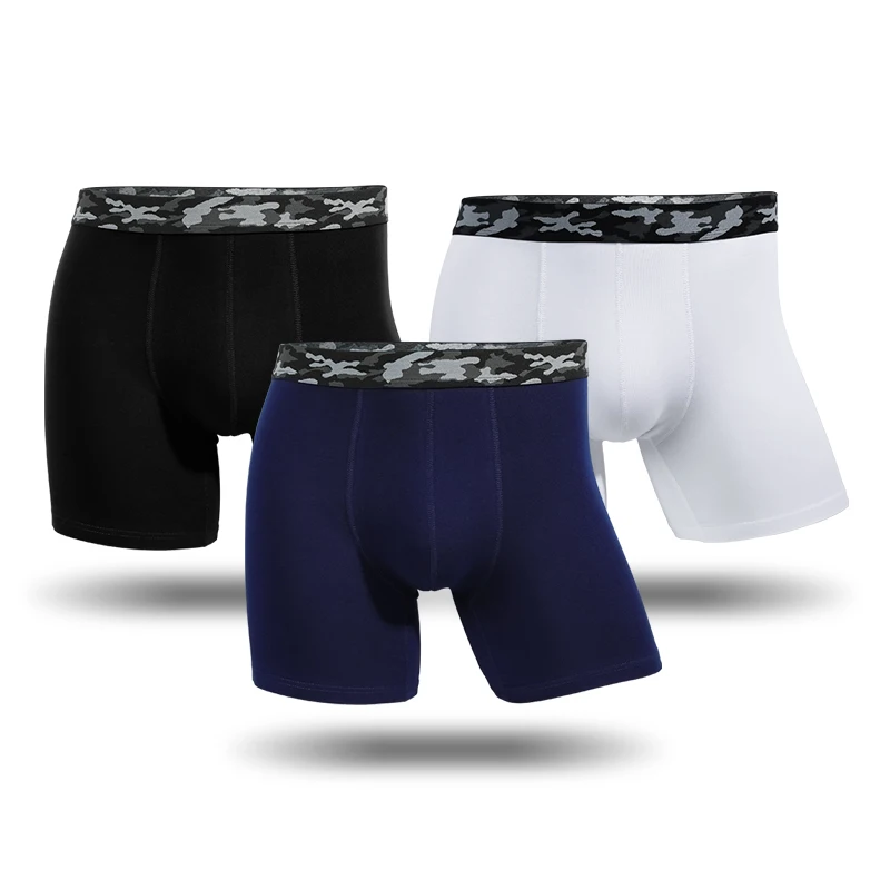 3PCS/Lot Men's Extended Sports Underwear Boxer Shorts Wear-resistant Leg Running Plus Size Cotton Training Loose Fat Boyshort
