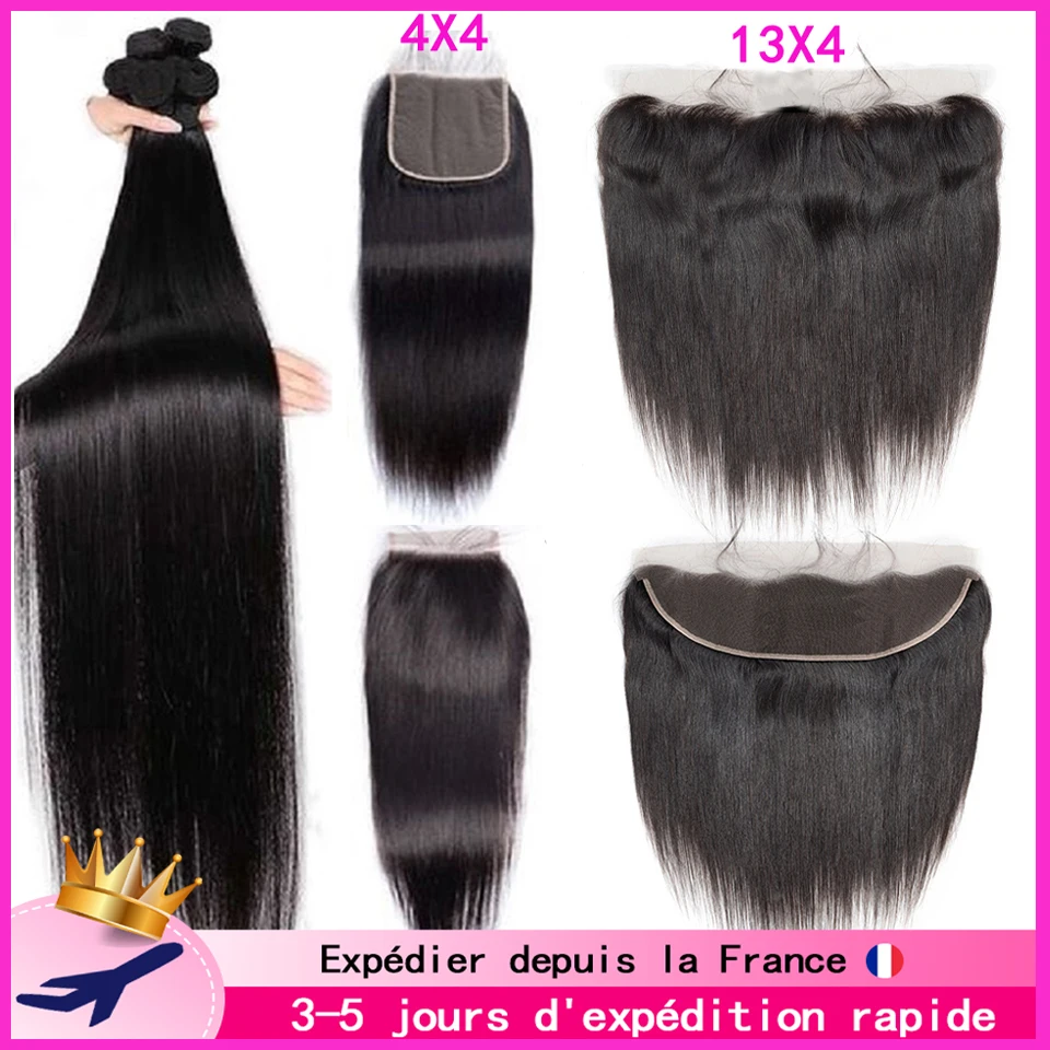 Straight Bundles with Lace Frontal - Brazilian Hair