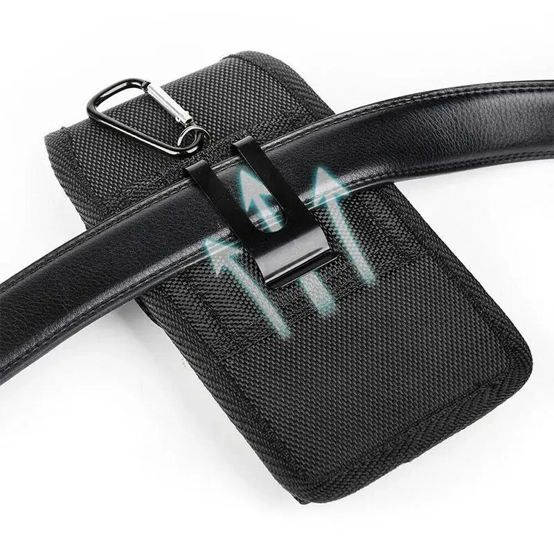Black Nylon Universal Phone Pouch Belt Clip Case