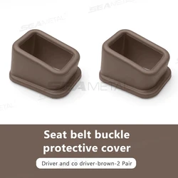 Silicone Car Seat Belt Buckle Holder - Anti - Slip Safety Lock & Interior Decor Accessory (2 Pack) (Brown)