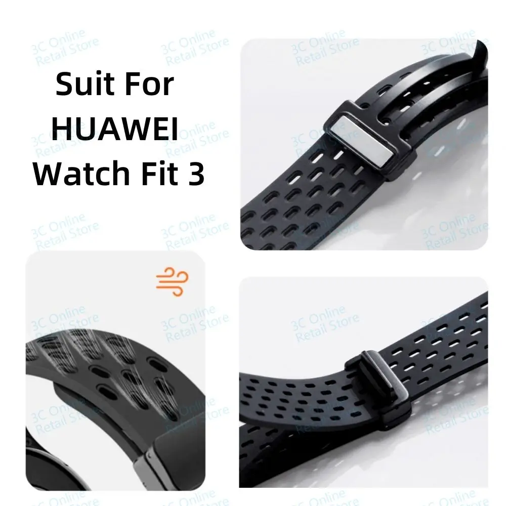 화웨이 워치 핏 3 실리콘 마그네틱 스트랩, 통기성 스포츠 스트랩, 화웨이 워치 핏 3 코레아용 소프트 교체 팔찌