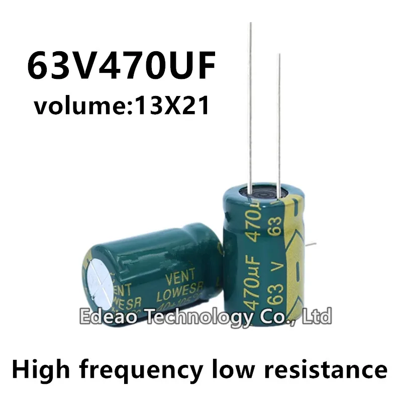 

10pcs/lot 63V 470UF 63V470UF 470UF63V volume: 13X21 13*21 mm High frequency low resistance aluminum electrolytic capacitor
