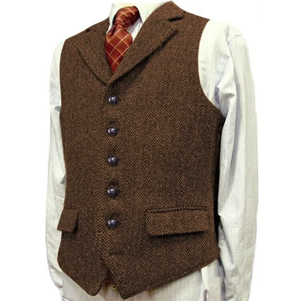 

Men's Suit Vest Herringbone Pattern Single Breasted Sleeveless Man Vest Mens Social Men's Vests Suits Male Clothes Formal Gilet