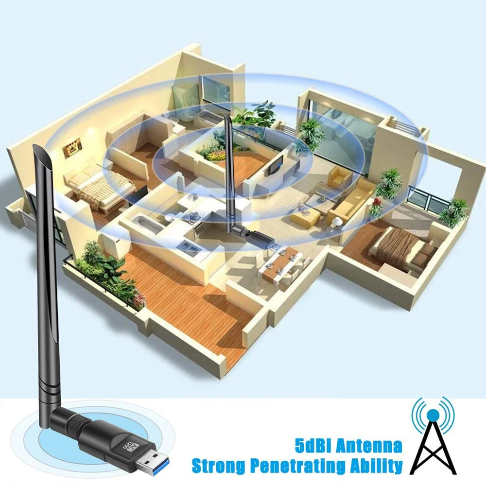 Onvian 1200Mbps USB Wifi Adapter 2.4G 5GHz Wireless Network Card Dongle Antenna Wifi Adapter Dual Band Wi-Fi USB3.0 Lan Ethernet