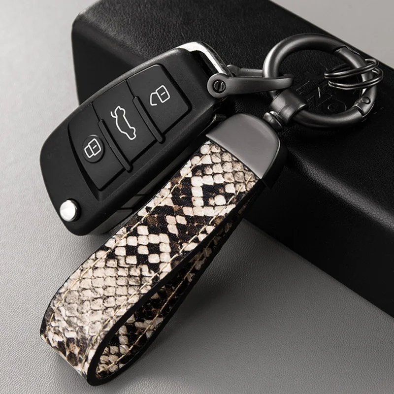 Luxury Genuine Leather Keychain Lanyard Men Women Leopard Zebra Snake  Pattern Buckle Car Key Ring Holder Jewelry Gift Chaveiro - AliExpress