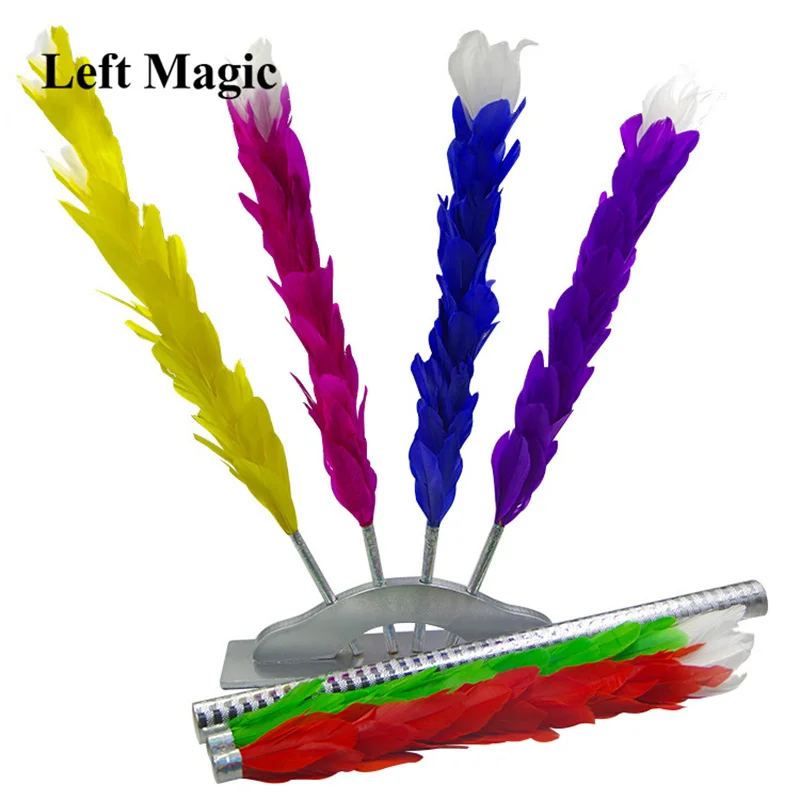 색상 변경 깃털 먼지 떨이 마술 트릭 지팡이 나타나는 색상 변경 꽃 무대 Magia Wand Magie Illusion Gimmick Props